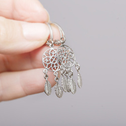 Srebrne kolczyki ŁAPACZ SNÓW - SREBRO p. 925 , ROD