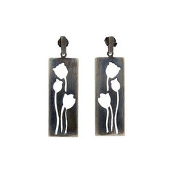 Srebrne kolczyki - sztyfty - kwiaty - tulipany