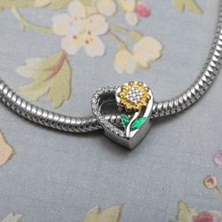 Beads - koralik modułowy SERCE KWIATEK SREBRO 925
