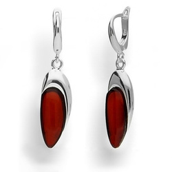 Srebrne kolczyki z naturalnym bursztynem - pr. 925