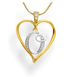 Zawieszka - literka w sercu - O - Srebro pr. 925