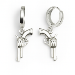 Srebrne kolczyki REWOLWER PISTOLET - SREBRO p 925