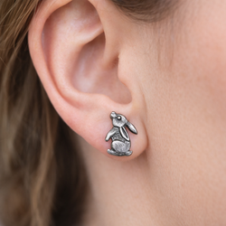 Srebrne kolczyki ZAJĄC KRÓLIK - SREBRO rękodzieło