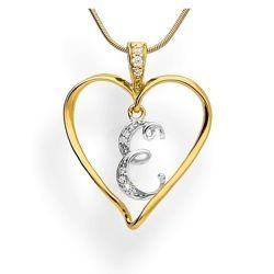 Zawieszka - literka w sercu - E - Srebro pr. 925