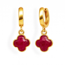 Kolczyki naturelny RUBIN AMULET -  srebro p 925