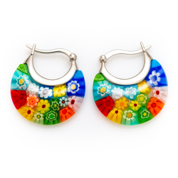 Kolczyki MILLEFIORI szkło MURANO 2,7cm - CUDO!