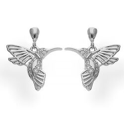 Srebrne kolczyki z cyrkoniami - KOLIBRY - pr. 925