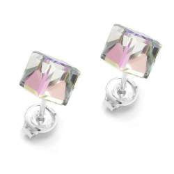 Srebrne sztyfty Cube z Crystals from Swarovski