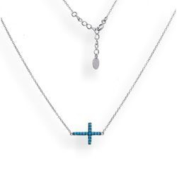 Srebrny naszyjnik krzyżyk , cyrkonie - SREBRO 925