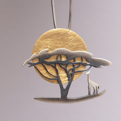 Zawieszka - broszka SAWANNA ŻYRAFA - SREBRO 925 