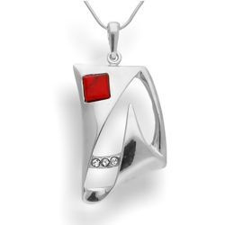 Srebrna zawieszka z kamieniem koralowym - pr. 925