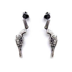 Srebrne kolczyki REWOLWER PISTOLET - SREBRO p 925