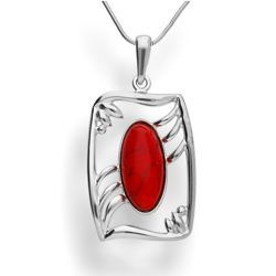 Srebrna zawieszka z kamieniem koralowym - pr. 925