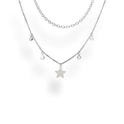 Srebrny naszyjnik z kryształkami - GWIAZDA pr. 925