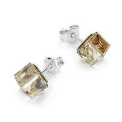 Srebrne sztyfty Cube z Crystals from Swarovski