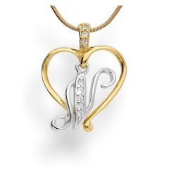 Zawieszka - literka w sercu - N - Srebro pr. 925