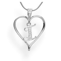 Zawieszka - literka w sercu - I - Srebro pr. 925