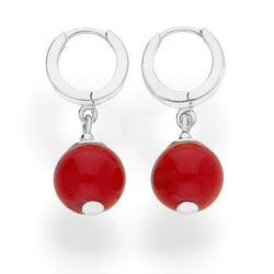 Srebrne kolczyki naturalny KORAL - SREBRO pr. 925