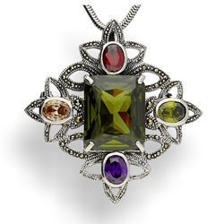 Srebrna zawieszka - broszka MARKAZYTY CUDO! p. 925