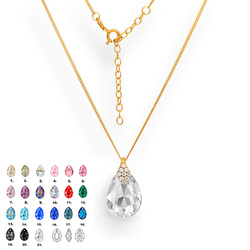 Srebrny złocony naszyjnik kropla Swarovski pr. 925