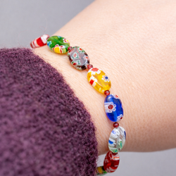 Bransoletka MILLEFIORI szkło MURANO GRANATY p. 925