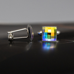 Spinki do mankietów - kryształki Swarovski SREBRO