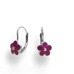 Kolczyki dla dziewczynki - fiołki - Srebro Ag 925