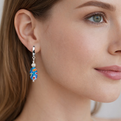 Kolczyki MILLEFIORI szkło MURANO PERŁY - srebro 