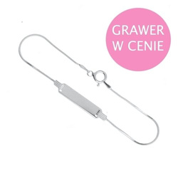 Bransoletka srebrna z blaszką - Grawer GRATIS 