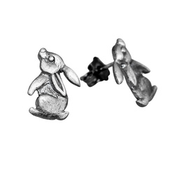 Srebrne kolczyki ZAJĄC KRÓLIK - SREBRO rękodzieło