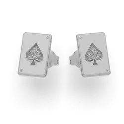 SZT-554 Srebrne kolczyki karta as - srebro 925
