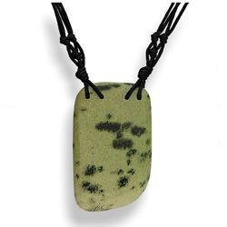 Naszyjnik DUŻY JASPIS  NA SZNURKU - SREBRO p.925