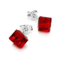 Srebrne sztyfty Cube z Crystals from Swarovski