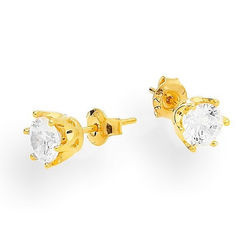 Srebrne sztyfty z cyrkoniami 6mm pozłacane pr. 925