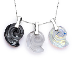 Srebrny naszyjnik amonit muszla SWAROVSKI pr. 925