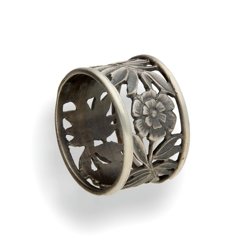 Srebrny pierścionek obrączka - Kwiaty srebro p.925